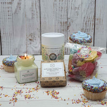 Load image into Gallery viewer, Super Sustainable Birthday Box | Soy Candle | Soap Bar | Seedballs | Vegan Sweets | Spa Gift