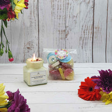 Load image into Gallery viewer, Candle + Sweets 'Thank-You' Gift Box | Soy Wax Candle | Vegan Sweets