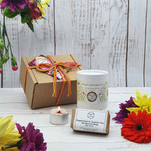 Load image into Gallery viewer, Seedballs, Tealight + Small Soap 'Thank-You' Gift Set | Spring Flower Seedballs | Soy Wax Tealight | Palm Oil Free Soap Bar