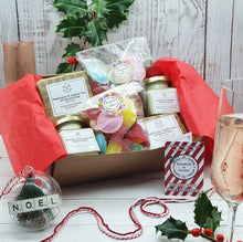 Load image into Gallery viewer, Luxury Sustainable Vegan Sweet Treat Christmas Gift Box | Soy Wax Candle | Natural Soap Bar | Vegan Sweet Mix