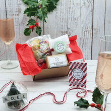 Load image into Gallery viewer, Eco Friendly Festive Gift Box | Soy Tea light | Natural Soap Bar | Vegan Sweets