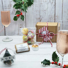Load image into Gallery viewer, Eco Friendly Festive Gift Box | Soy Tea light | Natural Soap Bar | Vegan Sweets