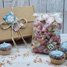 Load image into Gallery viewer, Birthday Vegan Sweet Mix 1kg Gift Box | Sustainable and Plastic-free Gift Wrap | Vegetarian | Eco Gifts &amp; Hampers
