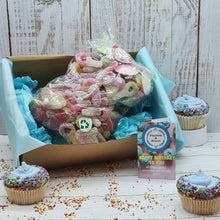 Load image into Gallery viewer, Birthday Vegan Sweet Mix 1kg Gift Box | Sustainable and Plastic-free Gift Wrap | Vegetarian | Eco Gifts &amp; Hampers
