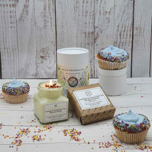 Load image into Gallery viewer, Eco Soy Candle, Handmade Soap &amp; Wild Flower Seedball Birthday Gift Box
