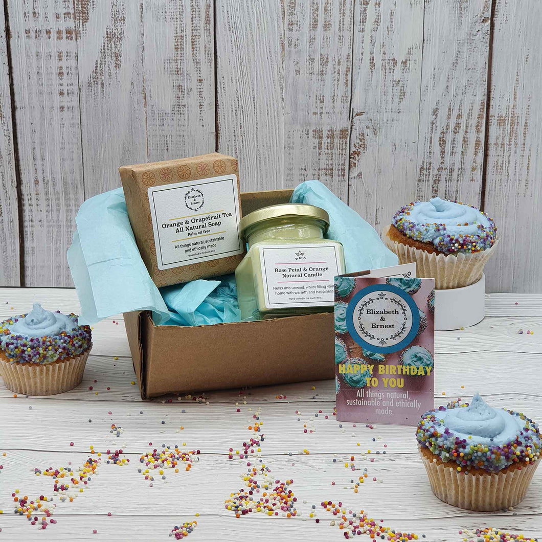 Candle + Big Soap Birthday Gift Set | Essential Oil Soy Wax Candle | Natural Soap Bar |
