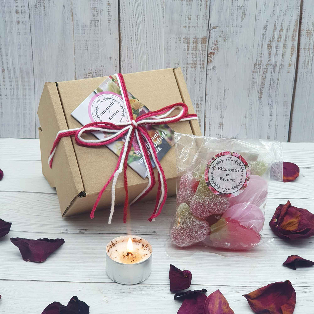 Sustainable Love Gift Set | Soy Wax Tea Light | Vegan Sweets