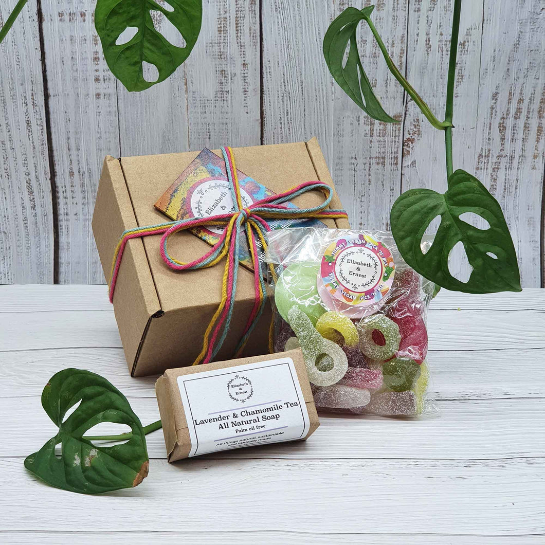 Small Soap + Vegan Sweets Gift Set | Naturally Scented Soap | Vegan Pick n Mix |