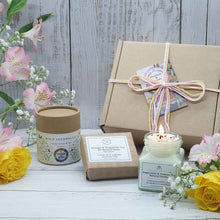 Load image into Gallery viewer, Mother&#39;s Day Sustainable Floral Gift Box | Soy Wax Candle | Palm Oil Free Soap | Wild Flower Seed Balls

