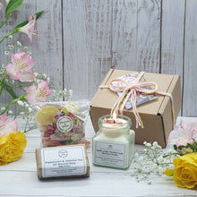 Load image into Gallery viewer, Mother&#39;s Day &#39;JOY&#39; Eco Gift Box | Soy Wax Candle | Palm Oil Free Soap | Vegan Sweets
