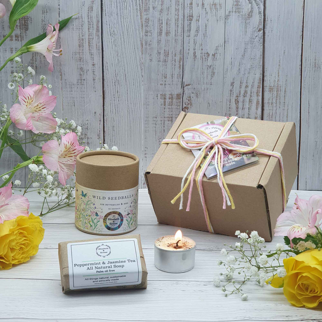'I Love You' Wildflower Seed Ball Gift Set | Seed Balls, Handmade soap Bar & Soy Wax Tea Light Gift Box