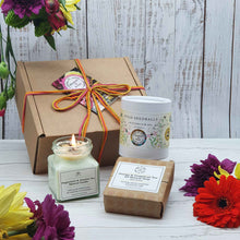 Load image into Gallery viewer, Candle, Soap + Seedballs &#39;Thank-You&#39; Gift Box | Natural Soy Wax | Palm Oil Free Soap | Seed Balls

