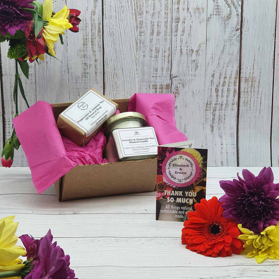 Eco Friendly Thank You Natural Candle and Soap Gift Set
