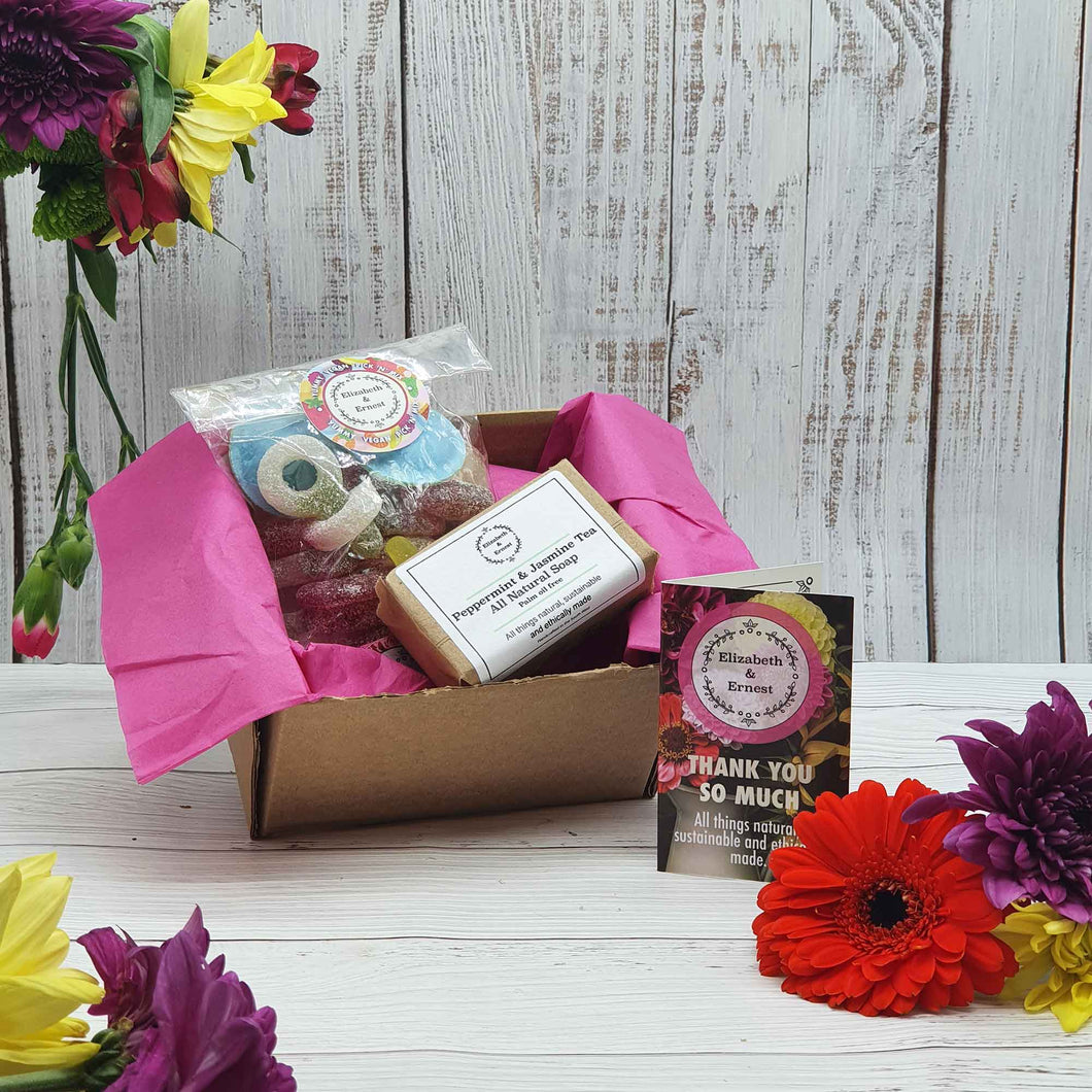 Small Soap + Vegan Sweets 'Thank-You' Gift Set | Naturally Scented Soap | Vegan Pick n Mix