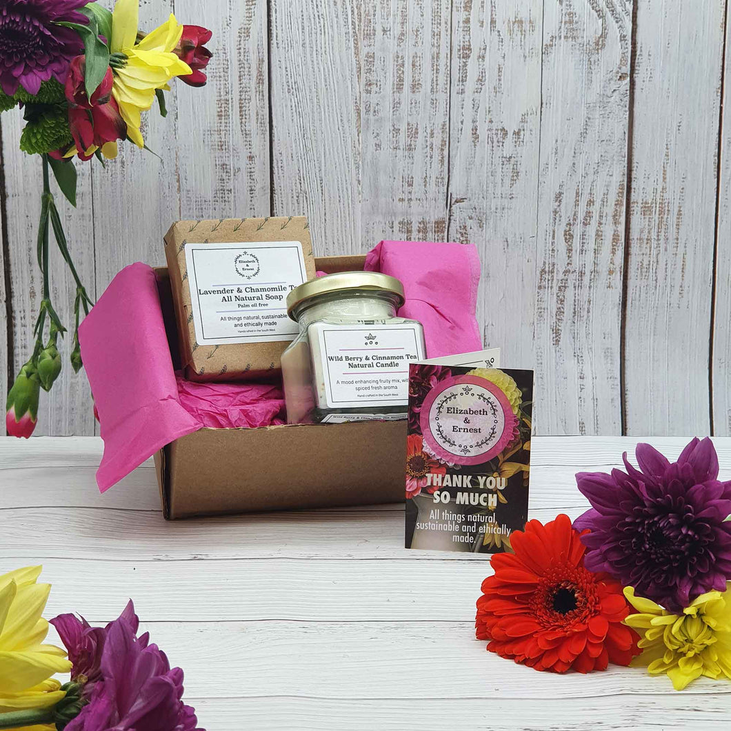 Candle + Big Soap 'Thank-You' Gift Set | Essential Oil Soy Wax Candle | Natural Soap Bar