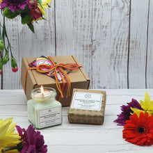 Load image into Gallery viewer, Candle + Big Soap &#39;Thank-You&#39; Gift Set | Essential Oil Soy Wax Candle | Natural Soap Bar
