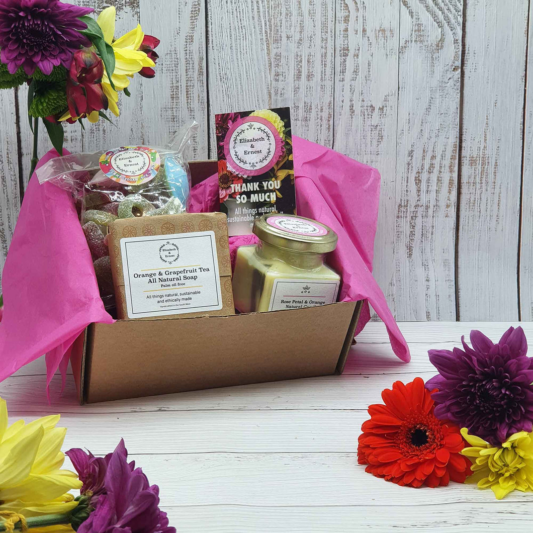 Eco Friendly Thank-You Sweet Treat Handmade Candle & Soap Gift Box