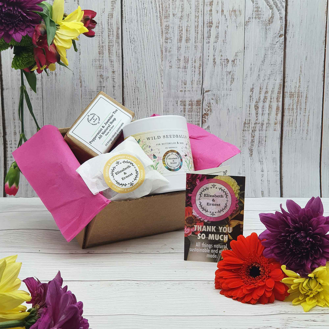 Seedballs, Tealight + Small Soap 'Thank-You' Gift Set | Spring Flower Seedballs | Soy Wax Tealight | Palm Oil Free Soap Bar