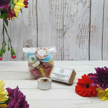 Load image into Gallery viewer, Tealight, Small Soap + Sweets &#39;Thank-You&#39; Gift Box  | Soy Wax Tealight | Natural Soap Bar | Vegan Sweets
