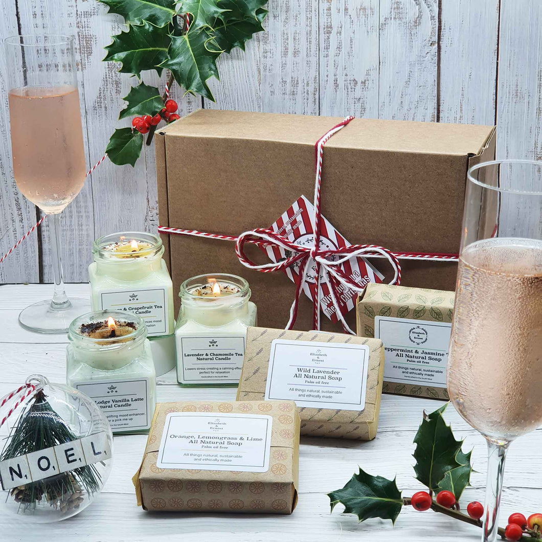 Ultimate Candle & Soap Festive Eco Christmas Gift Set |  Essential Oil Soy Wax Candle | Natural Soap Bar |  Eco Friendly Gift