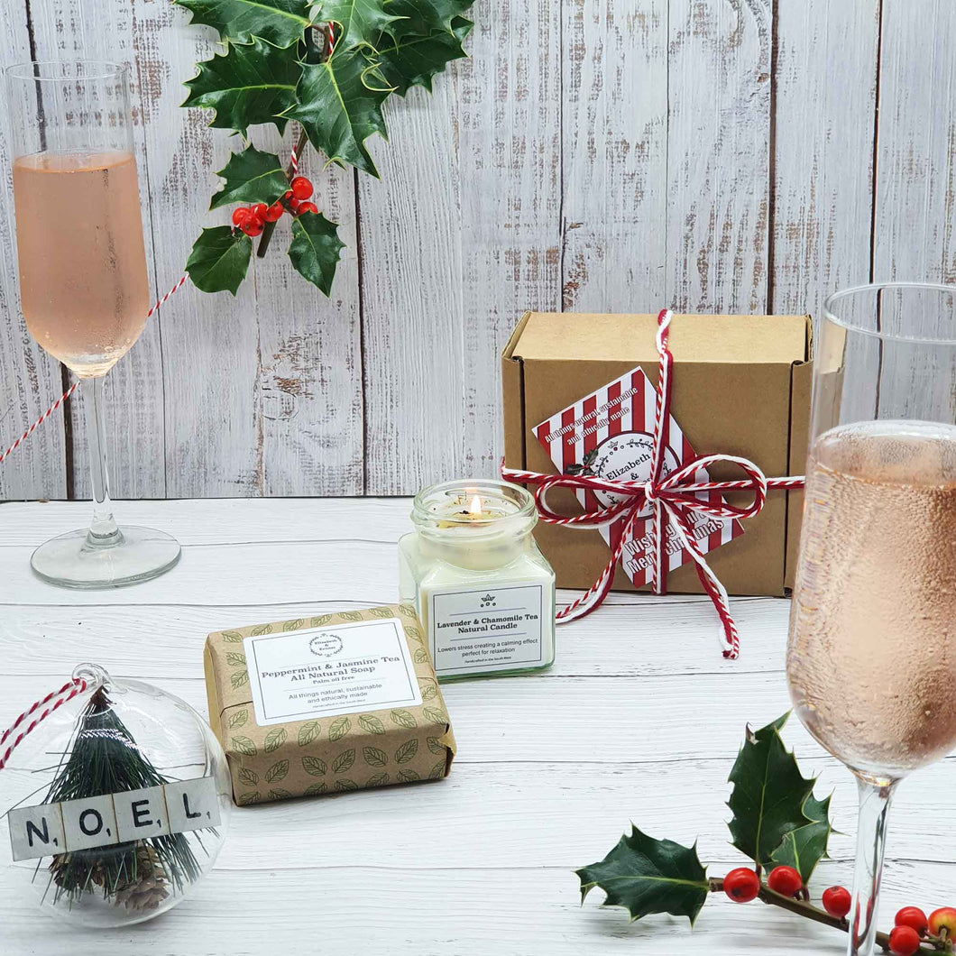 Sustainable Homeware Christmas Gift Set |  Essential Oil Soy Wax Candle |  Natural Soap Bar